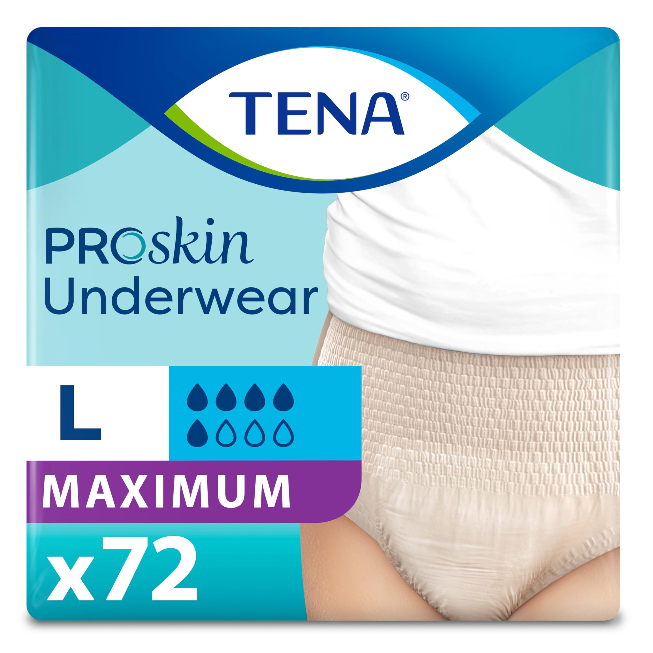 TENA ProSkin Large Nude-Colored Adult Female Moderate Absorbency Protective Disposable Underwear, 72 Count