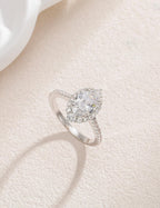 EAMTI 3CT Oval Cut CZ Engagement Rings for Women Halo Wedding Band Size 9