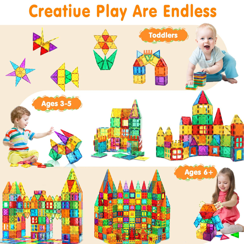 NVHH 100PCS Magnetic Tiles Blocks for Kids Ages 3-5 4-8 STEM Learning Toys