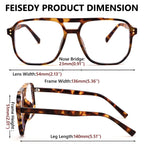 FEISEDY Blue Light Blocking Glasses Fake Nerd Clear Square Computer Lightweight Pilot Glasses Frame Oversized B2866