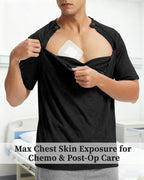 AJOHC Chemo Port Recovery Shirt for Men & Women|2-Side Zippers with Assist for Easy On/Off–Shoulder Surgery & Chemo Must-Have, X-Large