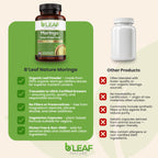 B’Leaf Nature 100% Pure Organic Moringa Oleifera Leaf Powder Capsules I Immune Support I 1000mg per serving I Gluten-Free Non-GMO I Superfood w/ Essential Vitamins & Amino Acids I 180 Veggie Capsules