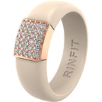 Rinfit Silicone Ring with Metal Plate & CZ for Women - Pack C, Size 8