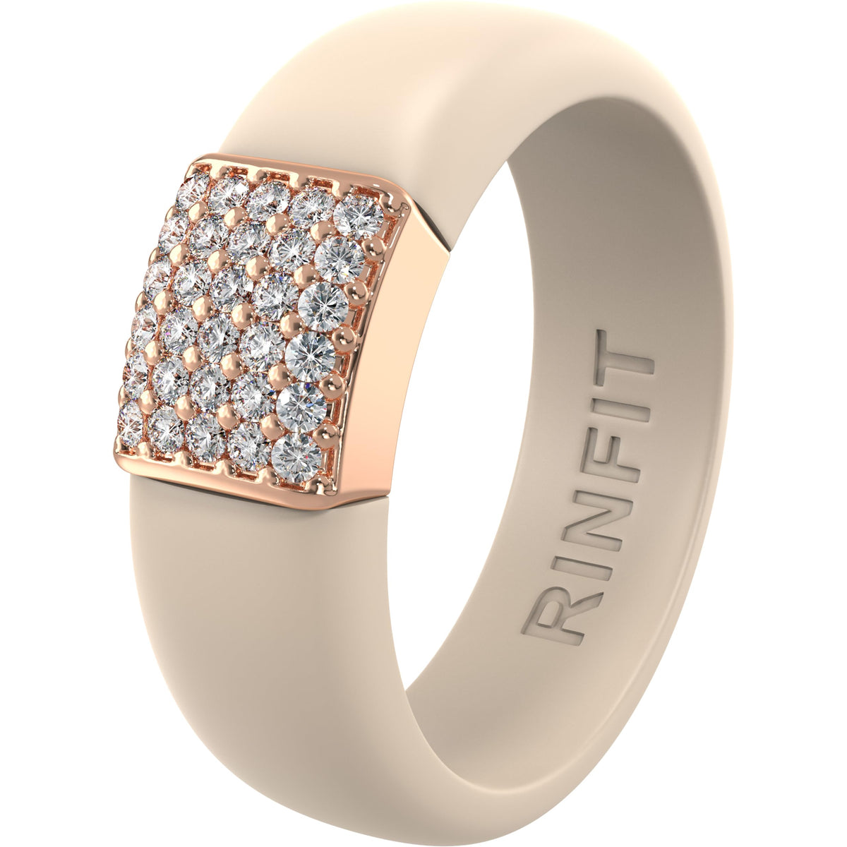 Rinfit Silicone Ring with Metal Plate & CZ for Women - Pack C, Size 8