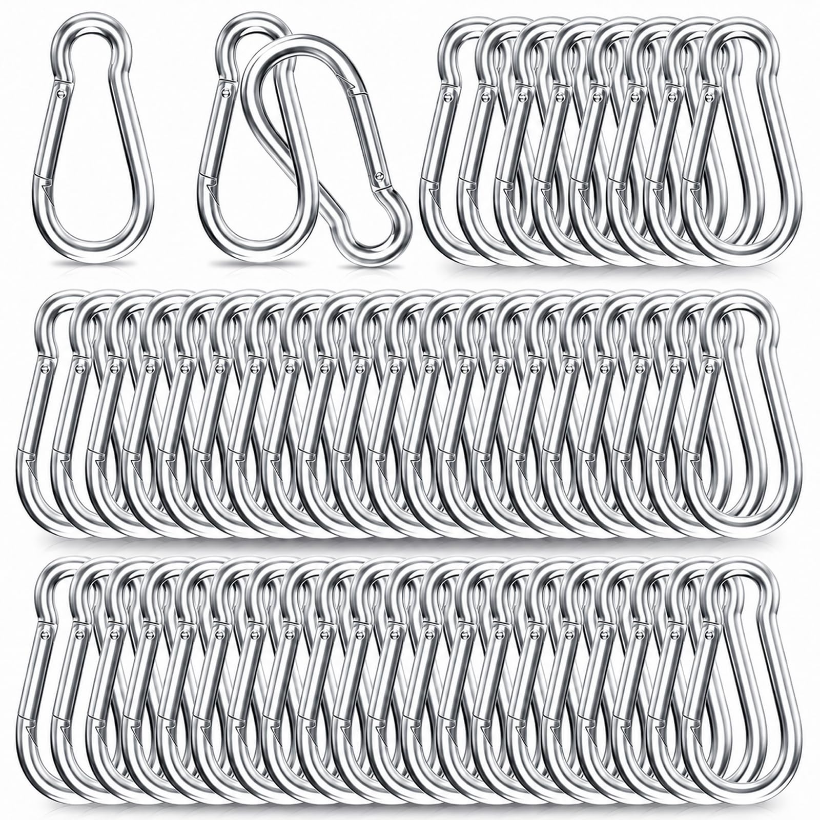 High-PQ 50PCS Carabiner Clip,Heavy Duty Spring Snap Hook,2IN(M5)