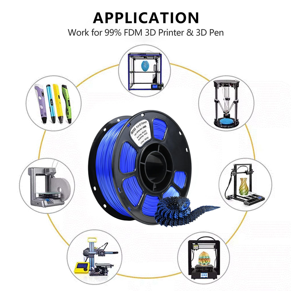iBOSS Silk PLA+ Dual Color Filament 1.75mm, Bi-Color Shiny PLA Plus Finish, Smooth & Glossy, 1kg Spool (2.2lbs), Shiny Silk PLA PRO Coextruded Filament for 3D Printers (Silk Blue Black)