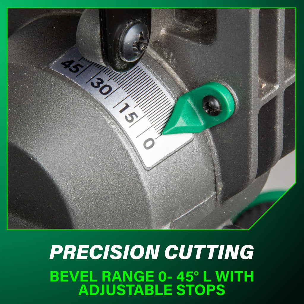 Metabo HPT 10-Inch Single Bevel Compound Miter Saw, 15-Amp Power Saw with Xact Cut Shadow Line, Precision Miter Angles, Single Bevel 0-45°, 40T TCT Miter Saw Blade, Lightweight Design, C10FCG2