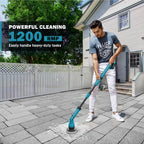 Alloyman 1200RPM Electric Spin Scrubber, Telescopic Extension Handle (25-49 inches) Ideal for Elderly and Arthritis, 2 Batteries&8 Replaceable Brush Heads, Perfect for Bathroom/Shower/Tub/Tile- 12V
