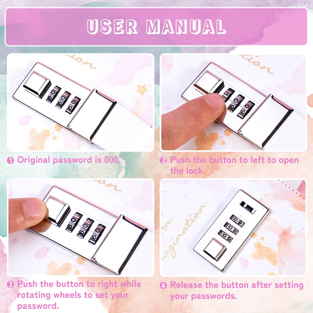 CAGIE Diary with Lock for Girls Age 8-12,Birthday Gifts for 9 10 11 12 Year Old Girls, Tie Dye Design 192 Pages Diary with Pen, 5.7 x 8.5 Inch Journal with Lock for Women Girl,Purple