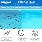 SWIMLINE HYDROTOOLS Manual Pool Vacuum Head Attachment For Inground & Above Ground Pools |Weighted Swimming Pool Vac Head Clear Triangle Shape W/ Bristles| Swivel Hose 1-1/4 or 1-1/2’’| 8145