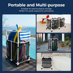 POOL FELLOWS Pool Storage Bin, 214 Gallons, Holder for Noodles, Toys, Floats, Towels, Large Mesh Organizer for Swimming Equipments, Max Style
