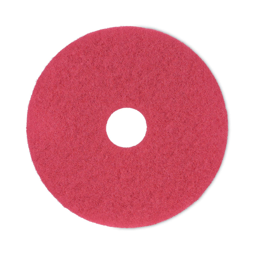 Boardwalk Buffing Floor Pads, 17" Diameter, Red, 5/Carton