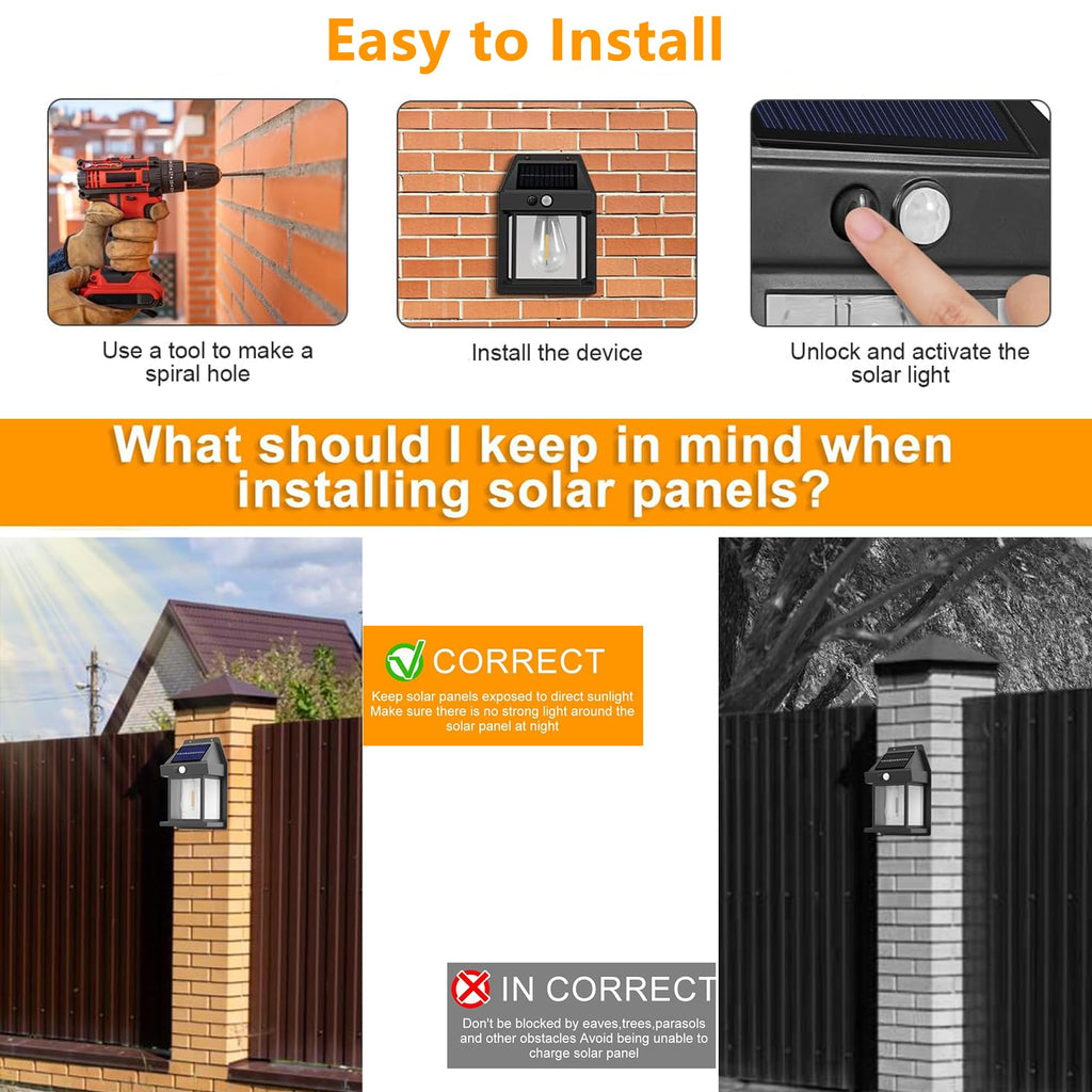 Joomer Solar Wall Lights Outdoor 2PACK,Solar Wall Lantern with 3 Modes & Motion Sensor,Dusk to Dawn Porch Lights Fixture,Waterproof Exterior Lighting with Clear Panel for Entryway Front Door