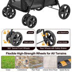 LPOTIUS Double Pet Stroller for Dogs and Cats with 2 Detachable Carrier, Quick-Folding Dog Stroller for Medium Small Dogs Cats, 4 Wheels, Black