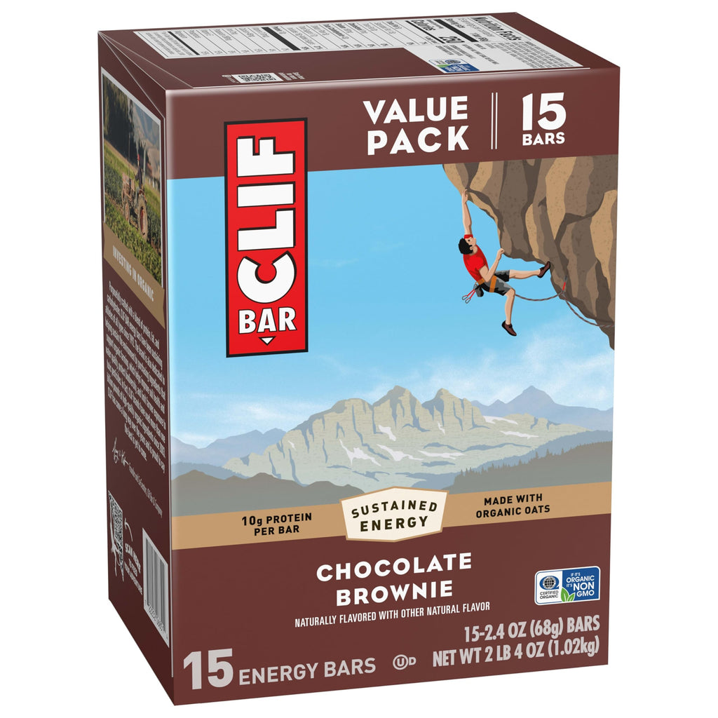 CLIF BAR Protein Energy Bars, Chocolate Brownie, 15ct