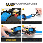 AUGO Retractable Ratchet Straps | 2 Heavy Duty Ratchet Straps Self Retractable Tie Downs with Soft Loops & Storage Bag for Motorcycle, Truck, Trailer, Cargo Van | 3000 Lb Break Strength 2” x 10’