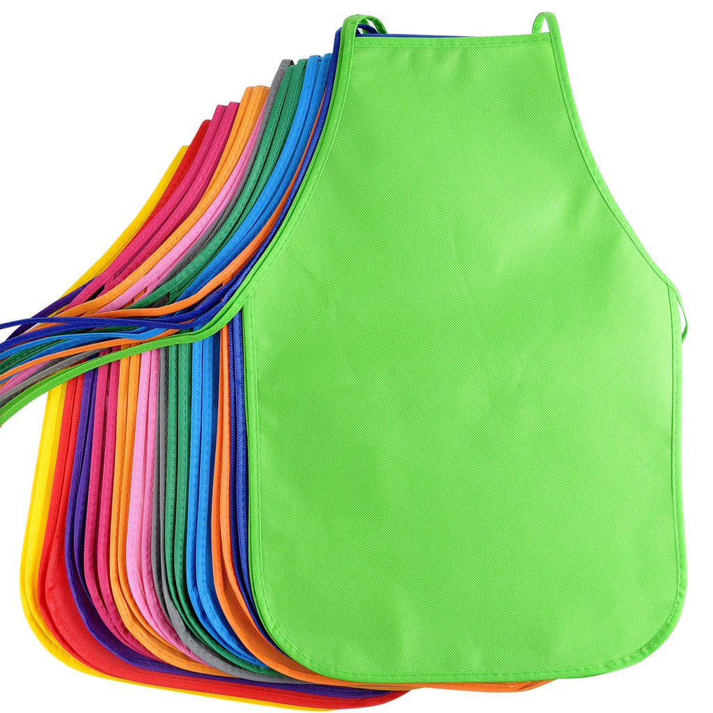 KUUQA 16 Pack Kids Art Aprons Children Painting Aprons Art Smocks Bulk for Craft Home Kitchen Classroom