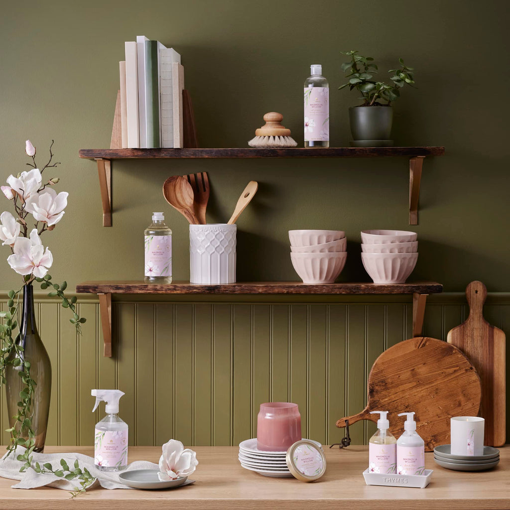 Thymes Hand Wash - Moisturizing Hand Soap Dispenser with Pump - Skin Care - Hydrating Liquid Soap Scented with Notes of Willow, Magnolia Blossoms, Jasmine, & White Mahogany (Magnolia Willow, 9 fl oz)