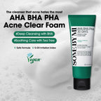 SOME BY MI AHA BHA PHA 30 Days Miracle Acne Clear Foam – Pack of 2 – Korean Acne Face Wash for Smooth & Clear Skin – Salicylic Acid Cleanser for Exfoliation & Sebum Control – Korean Skin Care