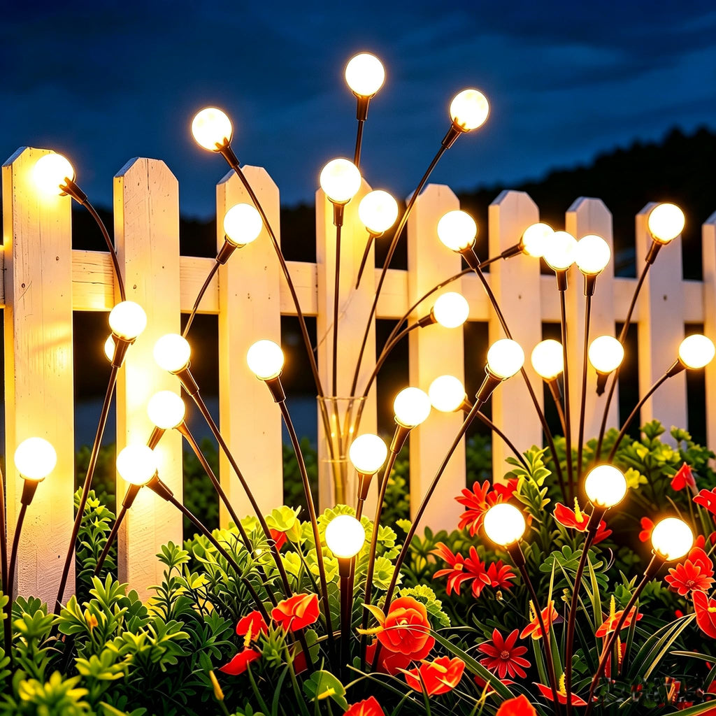 vignuto Solar Lights Outdoor Waterproof 4 Pack of 32 LEDs Garden Patio Firefly Decoration Unique Gifts Women Grandparents