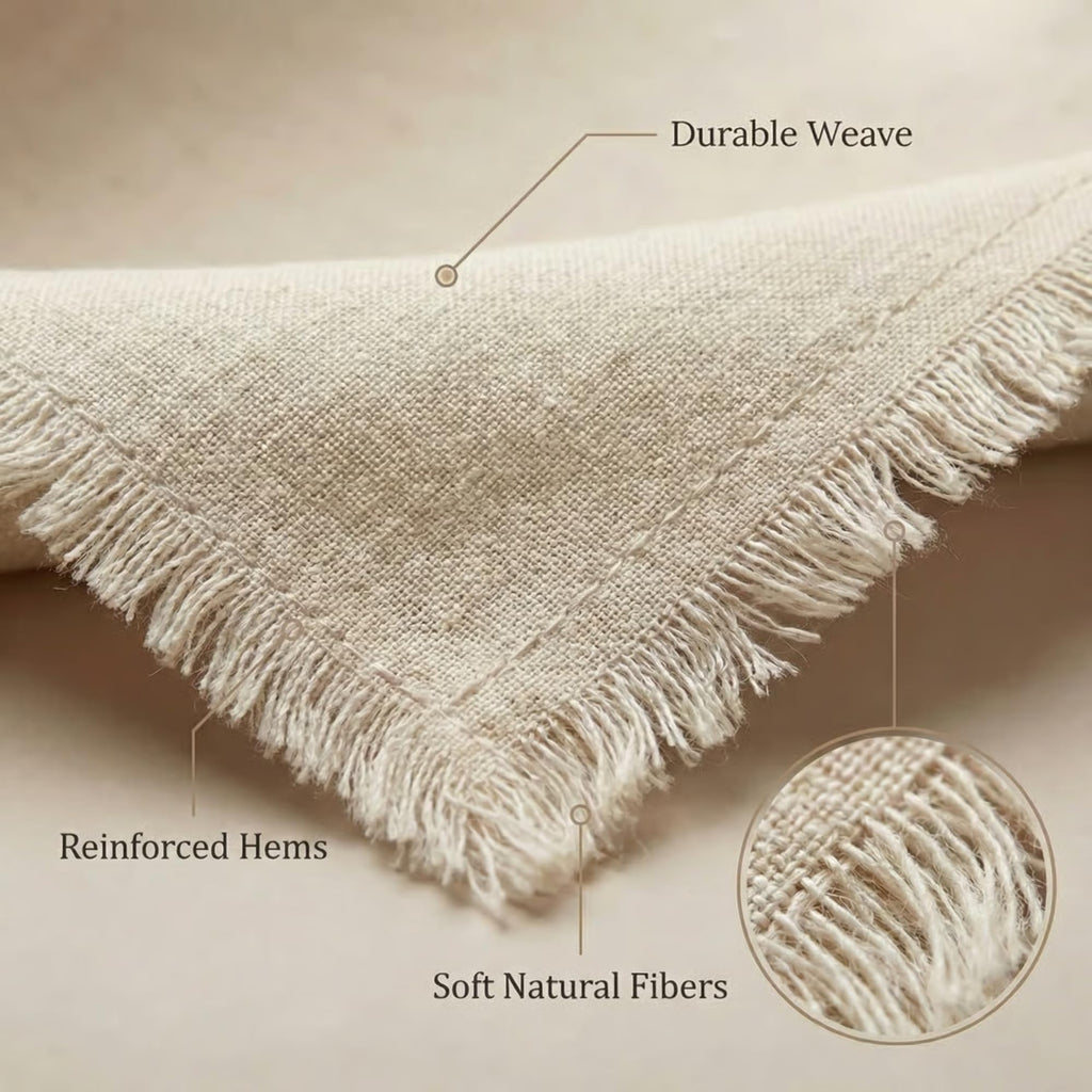 Accent Home Natural Linen Cloth Napkins, Set of 12, 18x18 Inches