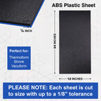 Duco ABS Plastic Sheet 1/8" (3mm) Thick 12" x 24" - 1 Pack of USA-Made Textured & Matte ABS Black Sheet - Heat Moldable Plastic Panel for Home Decor, Crafts, Robotics, DIY Projects and Industrial