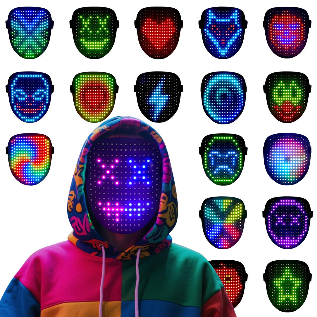 arscniek LED Light Up Mask Gesture Control Halloween Costume for Teens Kids
