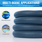 Pool Vacuum Hose With Swivel Cuff 1-1/2" Diameter 30FT Flexible Heavy Duty Pool Vacuum Cleaning Hose Perfect for Above&In Ground Swimming Pool