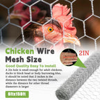 HOSTIC 6FTx150FT Chicken Wire Netting 2IN Galvanized Wire Mesh Hexagonal for Poultry Garden Fencing Barrier