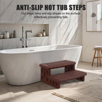 Hot Tub Steps, Non-Slip & Durable Hot Tub Stairs, Portable Universal Ladder Can Be Used Indoors and Outdoors (Reddish Brown)