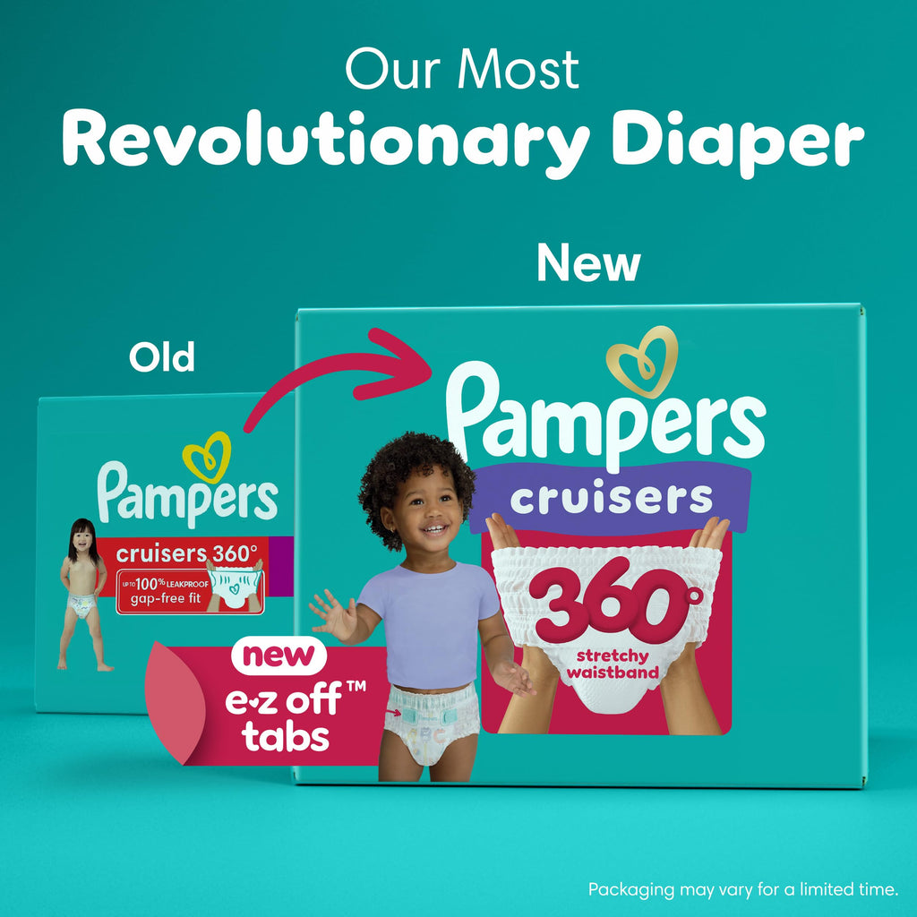 Pampers Diapers - Cruisers 360 - Size 5, 128 Count, up to 100% Leakproof Pull-On Diaper for Active Babies
