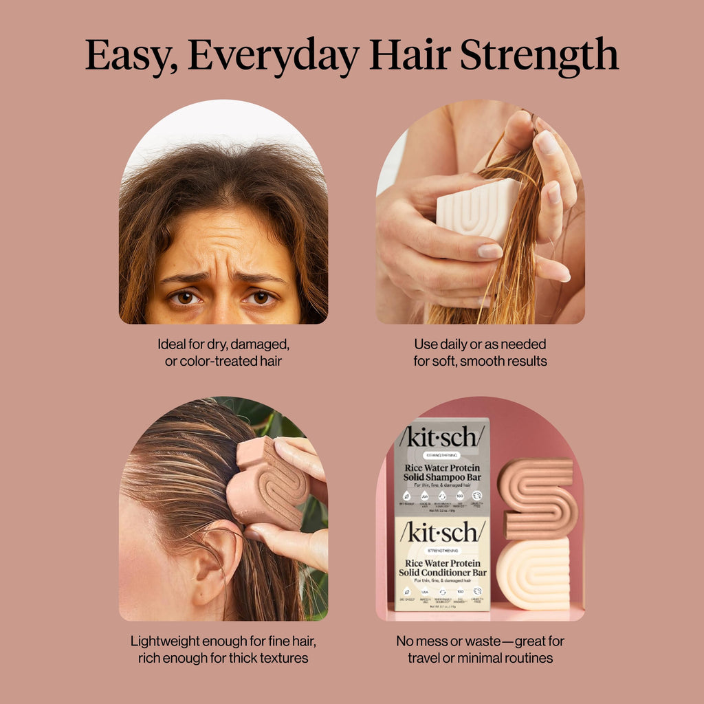 Kitsch Rice Water Solid Shampoo and Conditioner Set for Hair Growth – 2 pcs