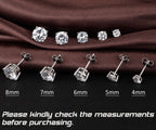 Mens Earrings Stud Sterling Silver Men Earrings 7mm 925 Silver Cubic Zirconia CZ Studs Jiahanzb