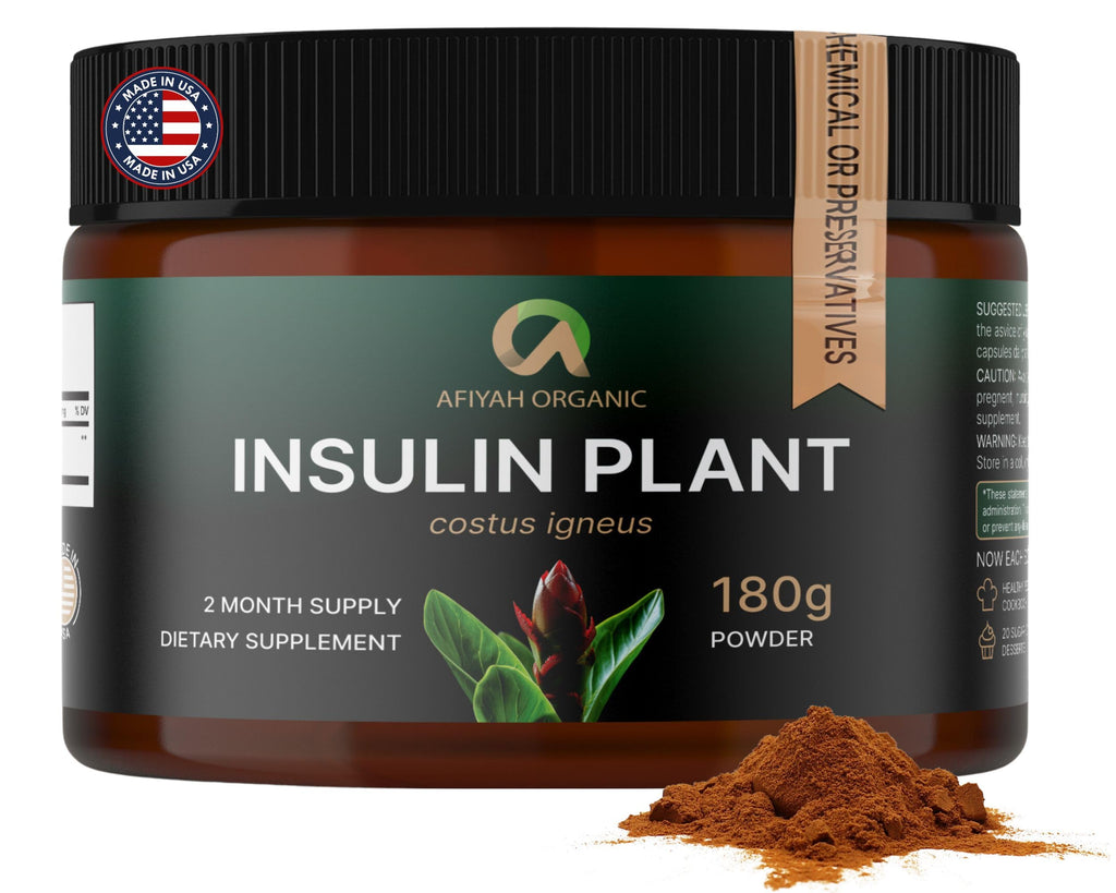 Afiyah Organic - Premium Quality Costus Igneus (Insulin Plant) Powder - No Bad Taste (2 Month Supply) - Made in the USA - Including Complete Health Support Program