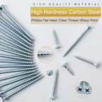 JEGONFRI 209PCS Wood Screw Assortment Kit, 6 Sizes Flat Head Phillips