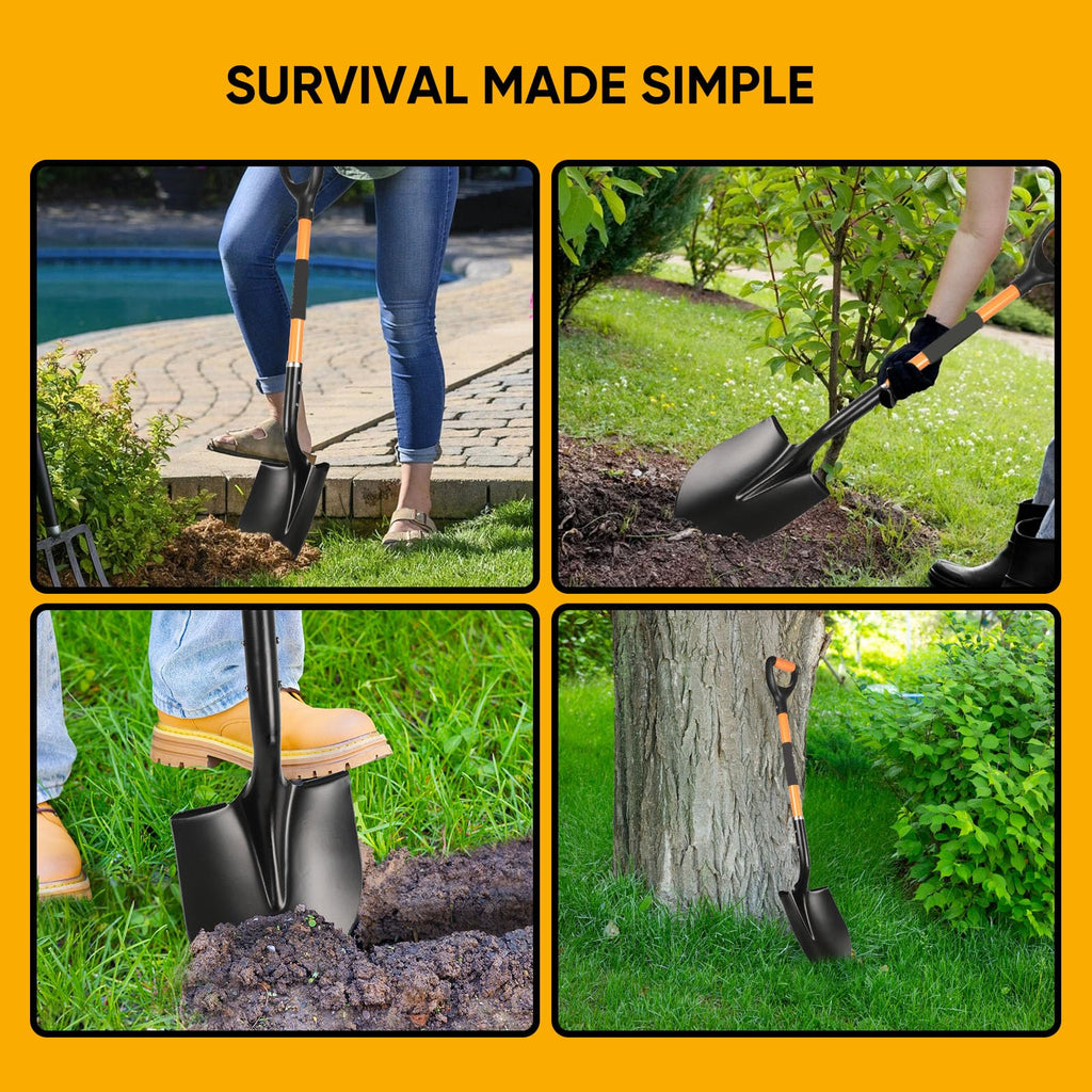 Heavy Duty Digging Shovel with Trenching Blade and D-Handle