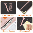 YeeCASE Server Book, Alphabet Waitress Book for Waitress, Leather Waitess Book with Zipper Pocket, Server Manual Checkbook Fits Server Apron (V)