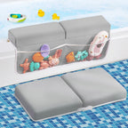 ILPEOD Bath Kneeler and Elbow Rest Pad Set, Thick Soft Quick Dry Bathtub Mat for Baby Bathing Time, Memory Foam With Toys Organizer, Gifts for Parents, Grey