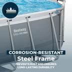 Bestway Steel Pro MAX 10' x 6'7' x 33' Oval Above Ground Swimming Pool Set, 330 GPH Filter Pump, Tritech Puncture Resistant Liner, ClickConnect Steel Frame, Gray