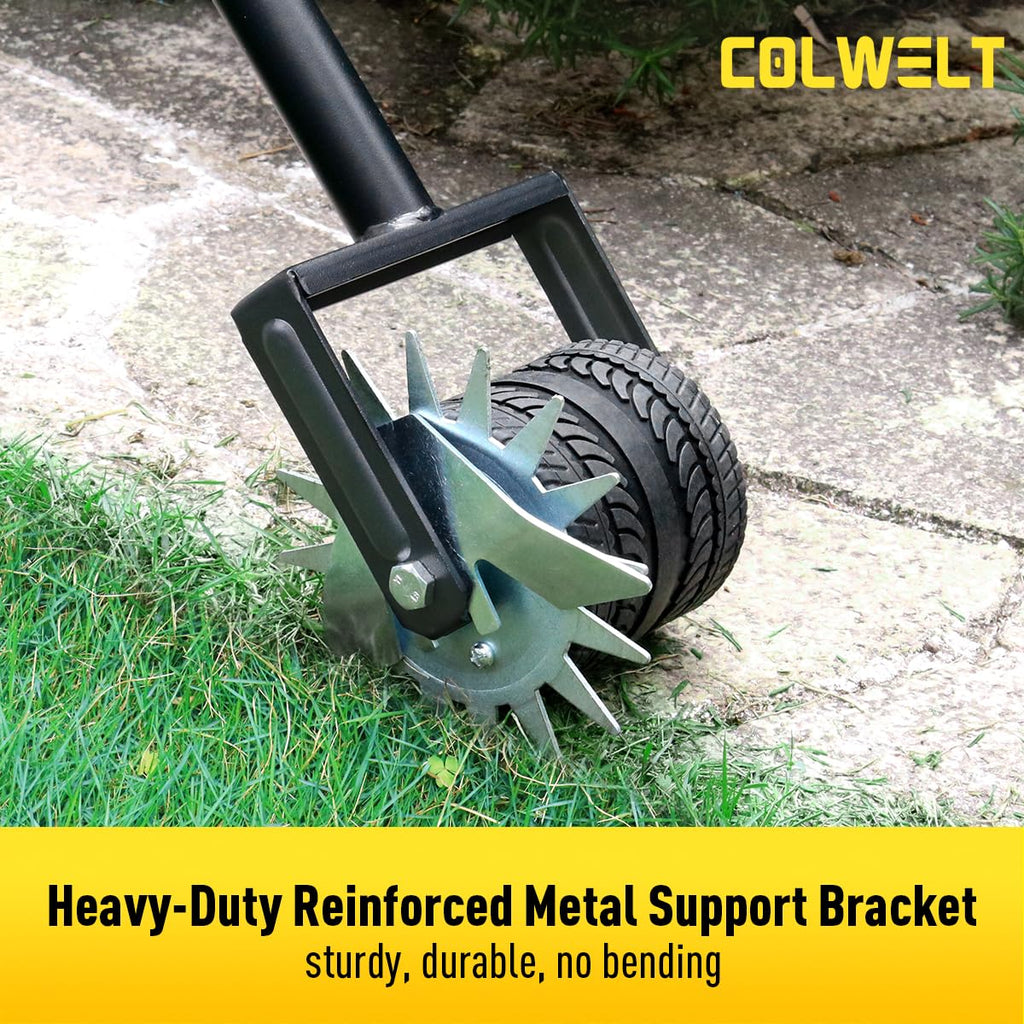 Colwelt Wheel Rotary Edger Lawn Tool 59’’, Manual Lawn Edger with Extra-Wide Rubber Wheel, Lawn Edgers Manual with Reinforced Bracket, Grass Edger Edging Tool for Landscaping, Sidewalk, Driveway, Yard