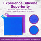 Silicone Dish Scrubber Sponges (5-Pack) - Dual-Sided Silicone Scrubbers and 1 Bottle Stick Brush - Food Grade Kitchen Scrubbers for Dishes - BPA-Free Sponges
