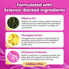 KITTYQUEEN Slippery Kitty Feminine Probiotic and Moisture Gummies, Pineapple Flavor, Women’s Probiotic Gummies for Vaginal Health, pH Balance, Odor Control, Flora Support and Moisture Boost, 60 Count