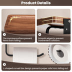 TOKCKYBL Toilet Paper Holder Walnut Wood Shelf - Wall Mount & Self-Adhesive