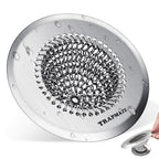 TRAPMATE Shower Drain Hair Catcher, 4.4" Easy Clean Bathtub Drain Hair Catcher, Anti-Slip Bath Tub Drain Protector, Upgraded 304 Stainless Steel Shower Sink Drain Cover for Bathroom (Patented Product)