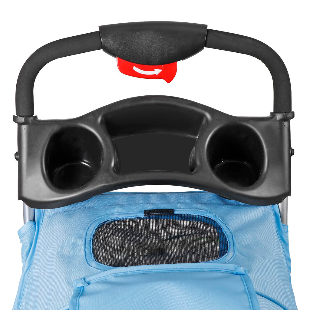 LEMY Pet Stroller,3 Wheels Dog Cat Stroller for Small Medium Dog Cats Carrier Jogger Travel Foldable Puppy with Storage Basket and Cup Holder(Blue)