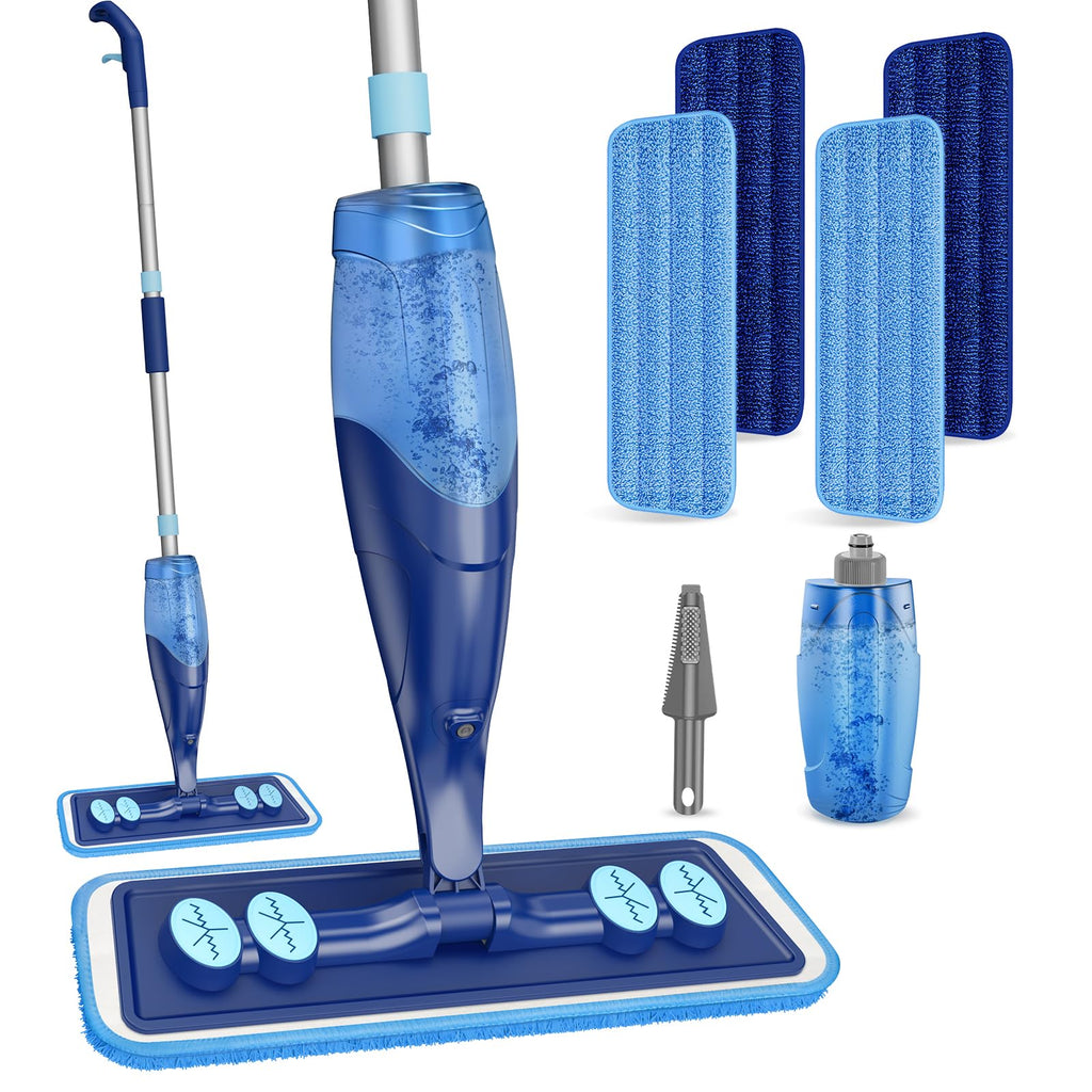 IOPRETTY Microfiber Hardwood Floor Mop - Spray Mop with 4 Washable Pads