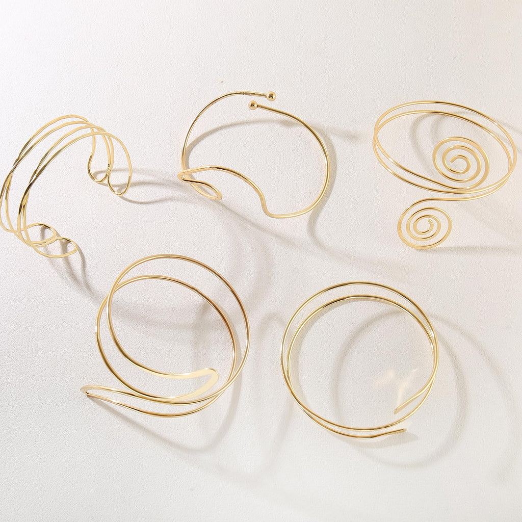 TRWWELL 8PCS Gold Arm Cuff Jewelry for Women Upper Arm Band Cuff Bangle Bracelets Adjustable Minimalist Armband Armlet Set
