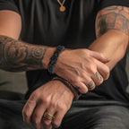 Adjustable Black Leather AA Bracelet with Alcoholics Anonymous Charm