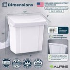 Alpine Sanitary Napkin Receptacle - Feminine Hygiene Disposal Container, Wall Mounted Trash Can with Odor Control Seal & Installation Hardware (White)