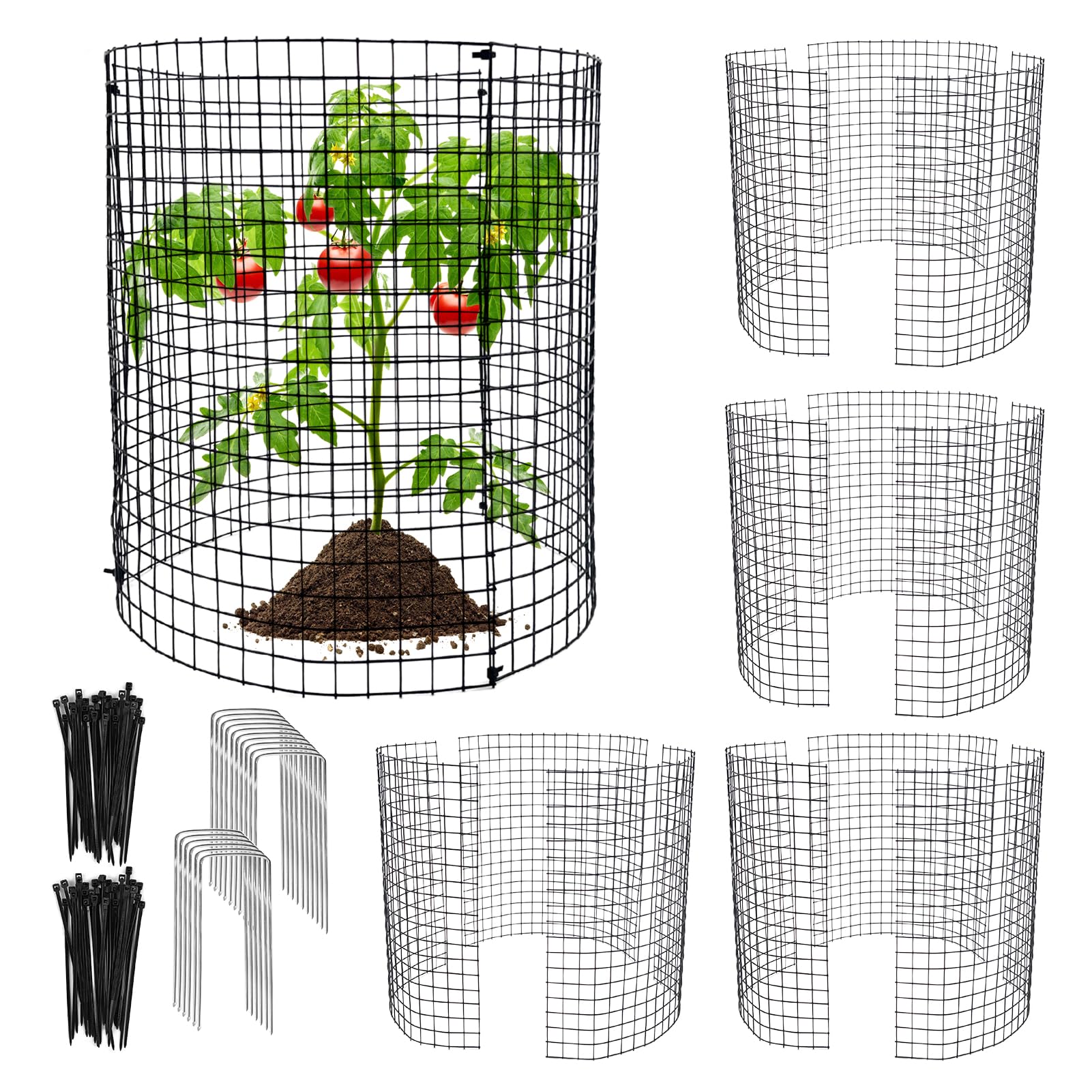15 PCS Round Plant Protector from Animals, 5 Pack 12'' x 12'' Metal Plant Cages， Metal Mesh to Keep Animals Out, Garden Protection Bunny Barricades, Wire Plant Protectors for Rabbits Chicken Duck